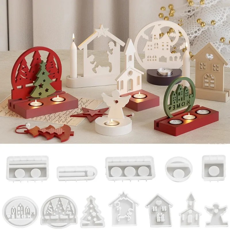 Xmas Resin Art - Halloween Christmas Candle Holder Molds DIY