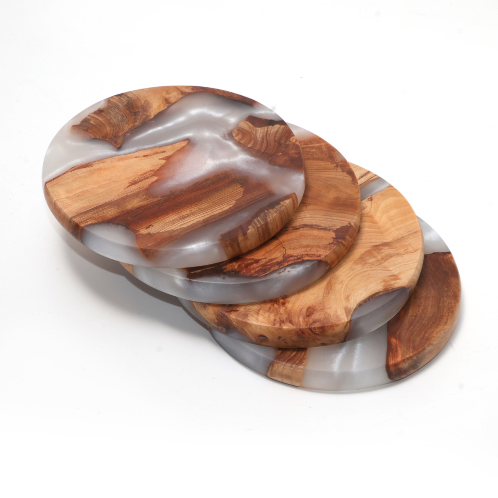 Drink Coaster Set, Wooden Bar  - đánh giá và giá Resin Art Coffee Table