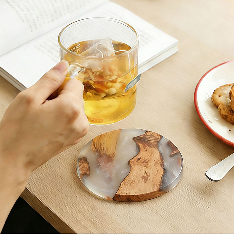 Drink Coaster Set, Wooden Bar  - đánh giá và giá Resin Art Coffee Table