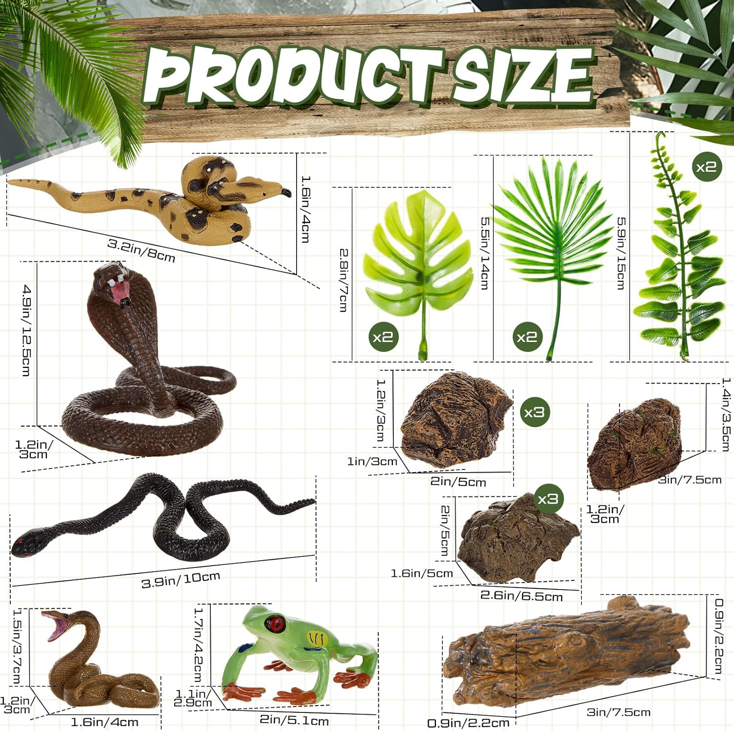 19 Pcs Snake Cake Toppers Deco - đánh giá và giá Resin Art Tree
