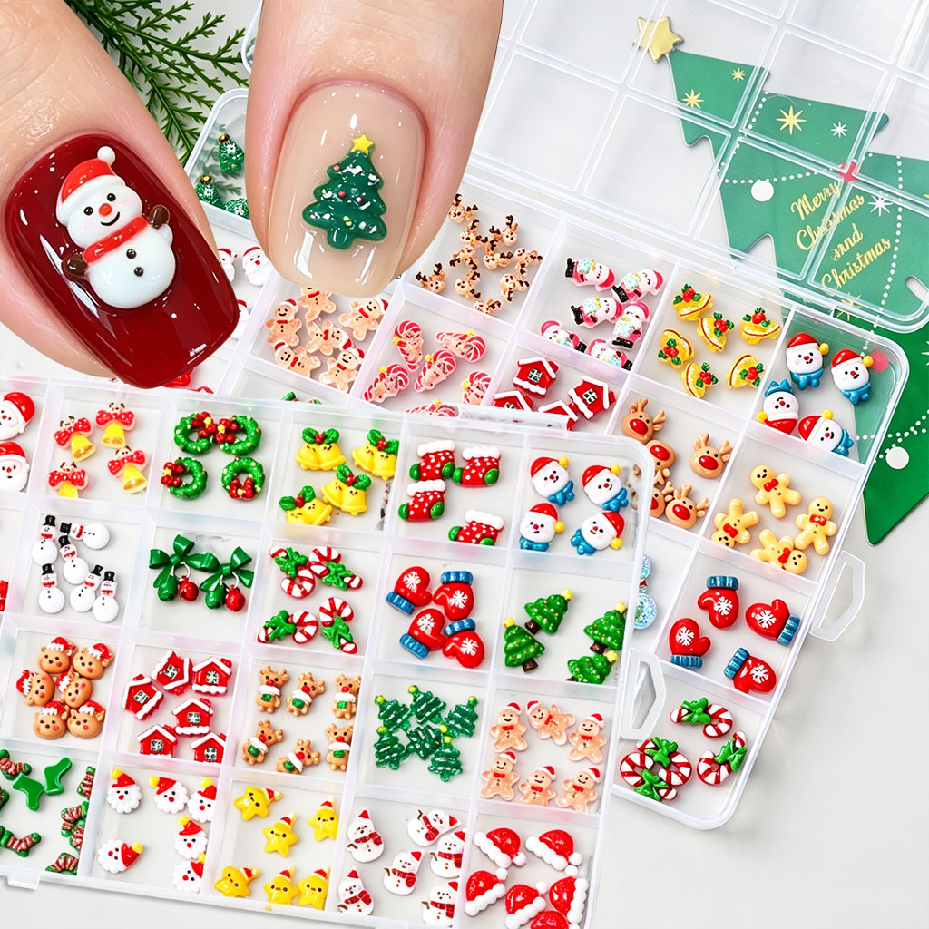 1Box Mixed 3D Christmas Nail C - đánh giá và giá Xmas Resin Art
