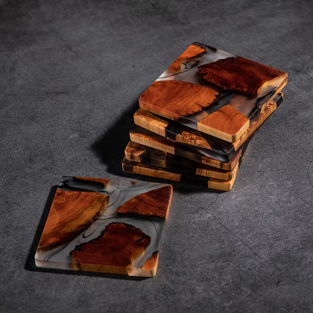 Wood Resin Coasters Square Cup - đánh giá và giá Resin Art Coffee Table