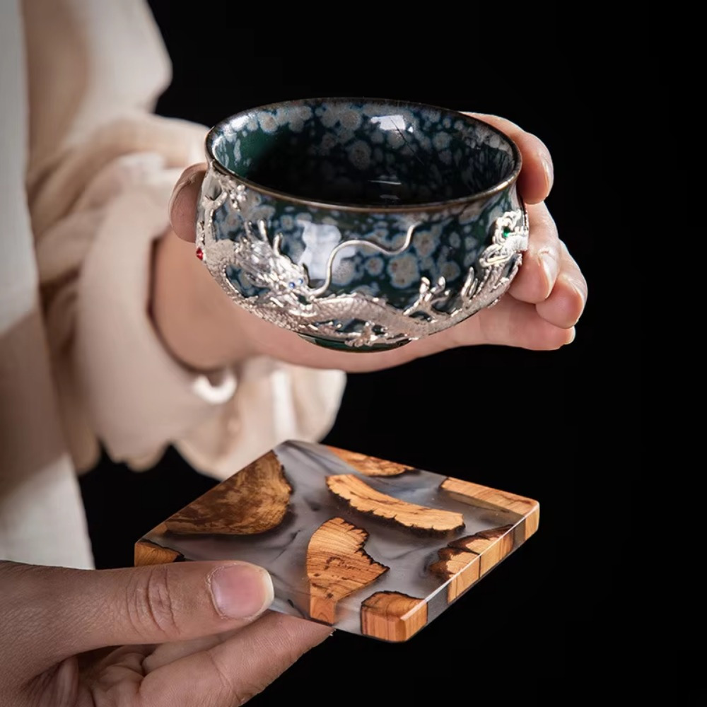 Wood Resin Coasters Square Cup - đánh giá và giá Resin Art Coffee Table