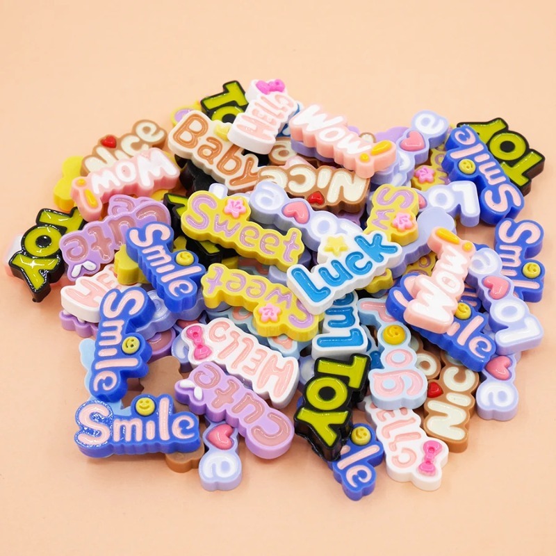 10Pcs Cute Flat Back Wow Luck  - đánh giá và giá Resin Art Alphabet