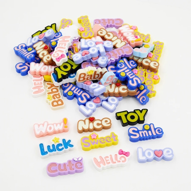 10Pcs Cute Flat Back Wow Luck  - đánh giá và giá Resin Art Alphabet