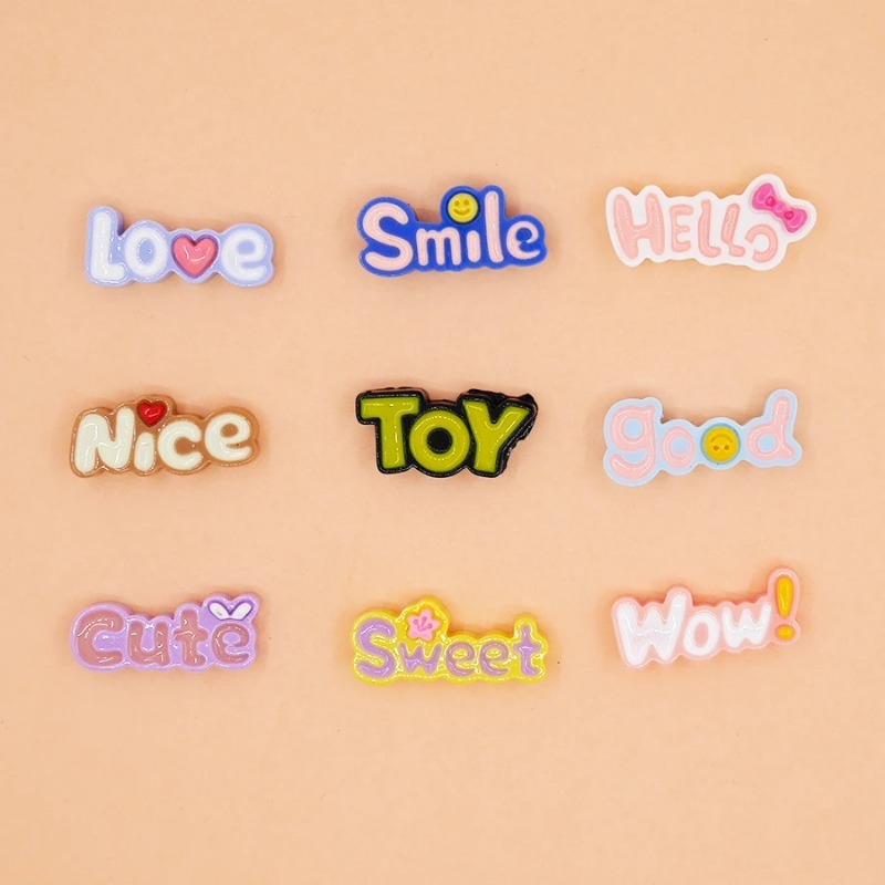 10Pcs Cute Flat Back Wow Luck  - đánh giá và giá Resin Art Alphabet