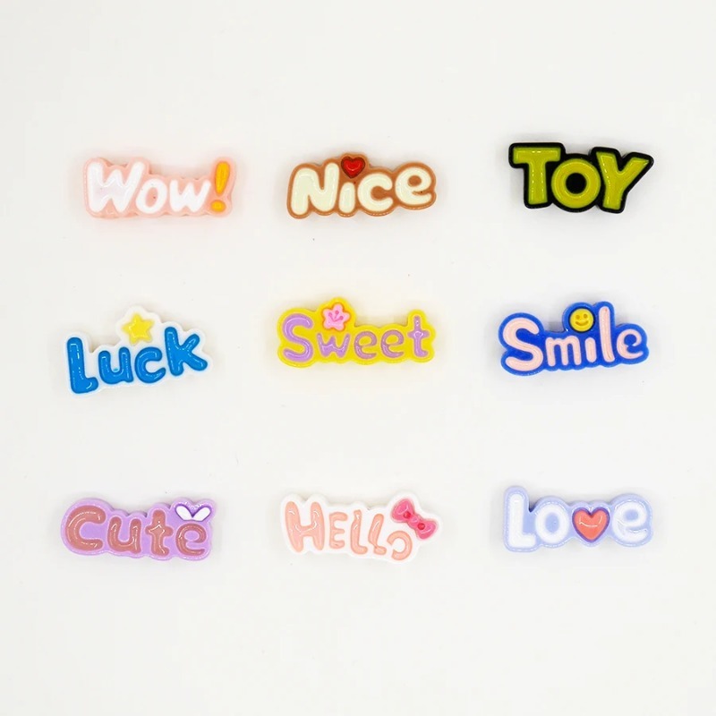 10Pcs Cute Flat Back Wow Luck  - đánh giá và giá Resin Art Alphabet