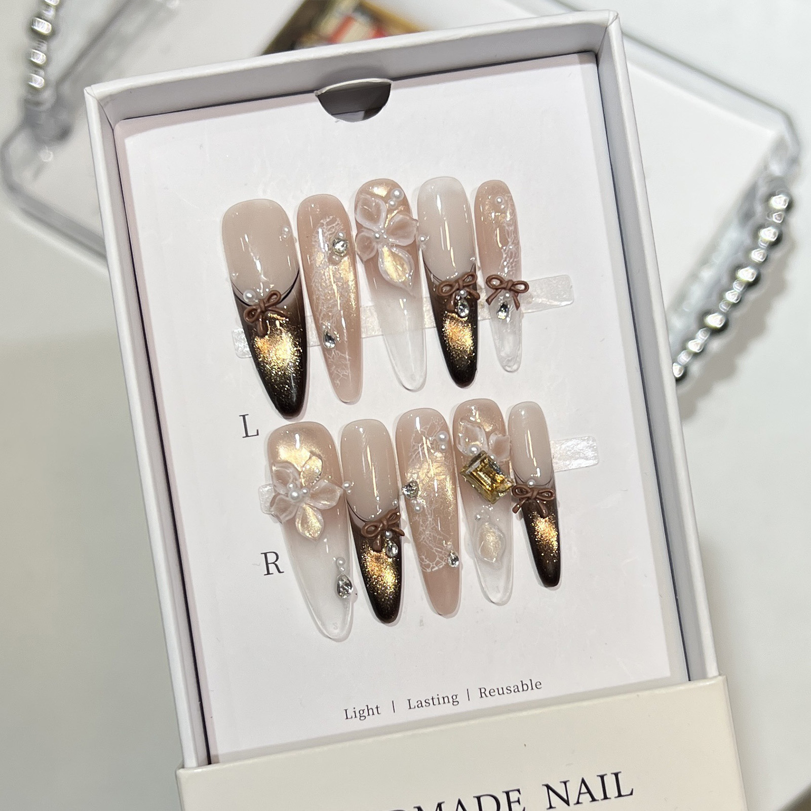 10pcs Cat Eye Print French Nai - đánh giá và giá Resin Art Design For Wedding